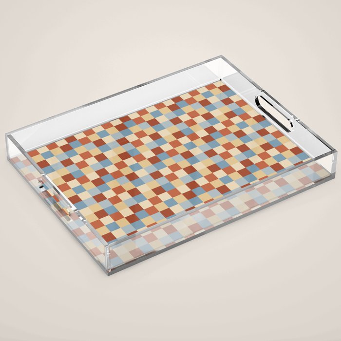 Bold Retro Checks Pattern - Small XX Acrylic Tray Gallery Image 1