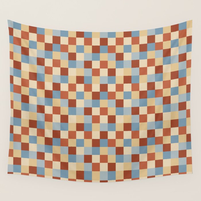 Bold Retro Checks Pattern - Small XX Wall Tapestry Gallery Image 4