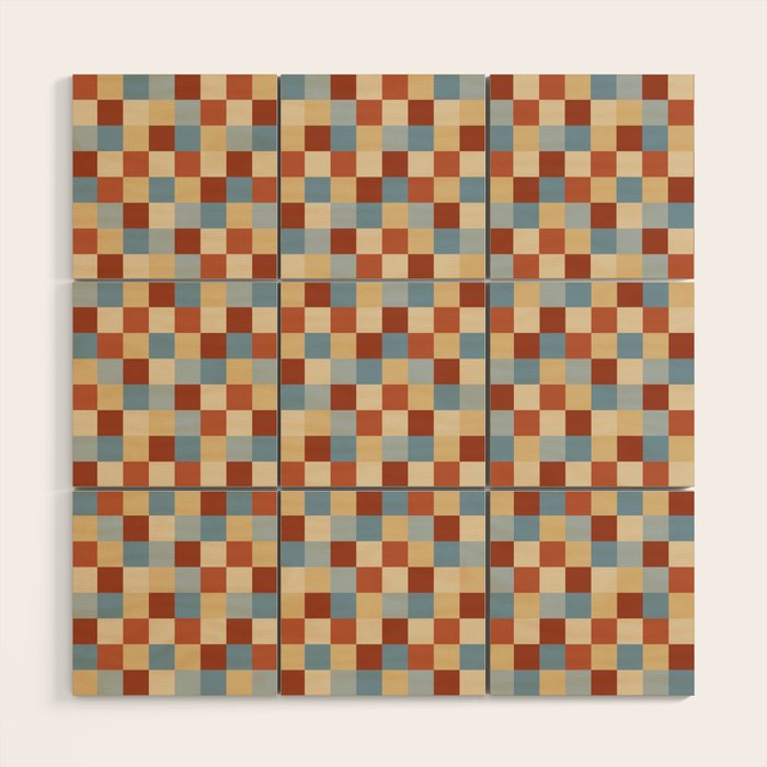 Bold Retro Checks Pattern - Small XX Wood Wall Art Gallery Image 1