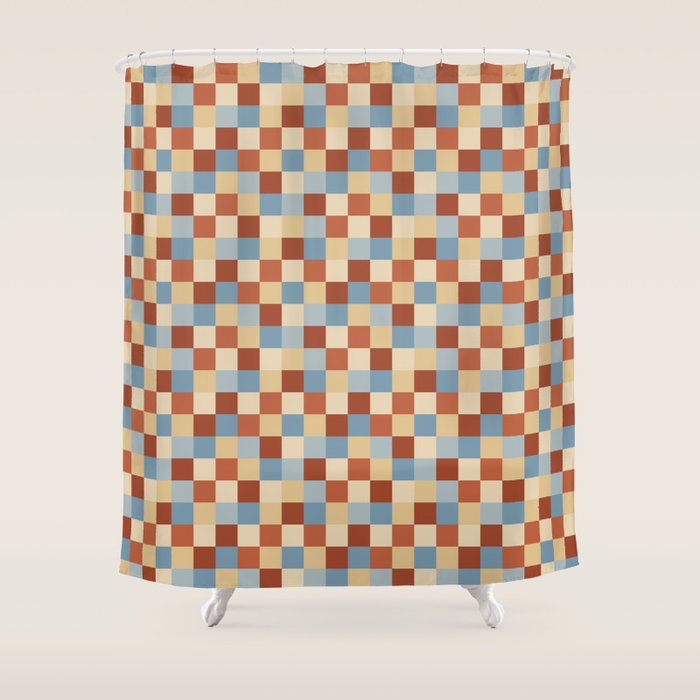 Bold Retro Checks Pattern - Small XX Shower Curtain Gallery Image 1