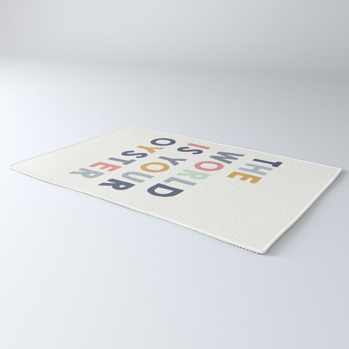 The World is Your Oyster quote, perfect for an ocean theme nursery Rug Gallery Image 3