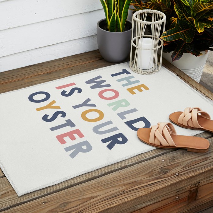 The World is Your Oyster quote, perfect for an ocean theme nursery Outdoor Rug Gallery Image 2
