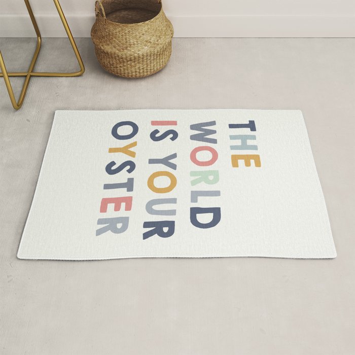 The World is Your Oyster quote, perfect for an ocean theme nursery Rug Gallery Image 1