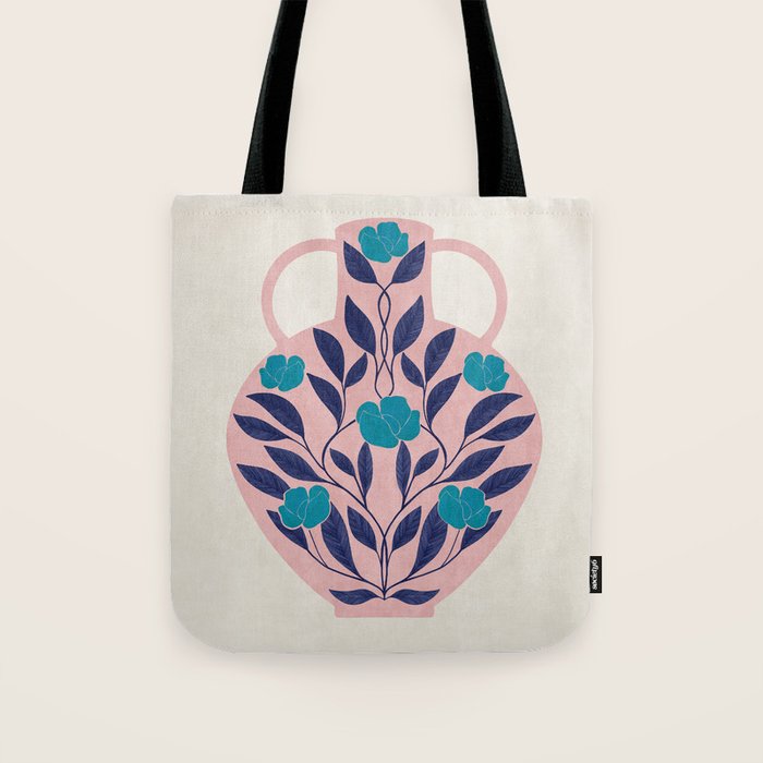 Vase with blue roses collection Tote Bag Gallery Image 1