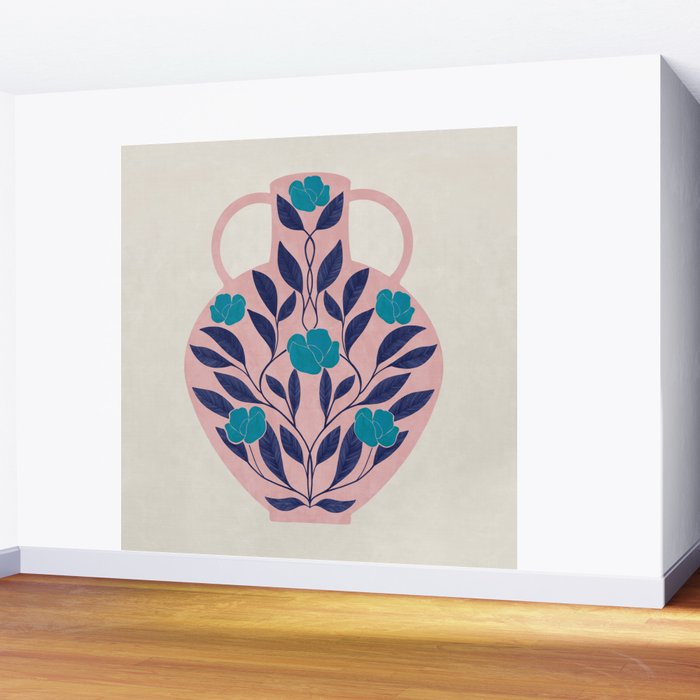 Vase with blue roses collection Wall Mural Gallery Image 2