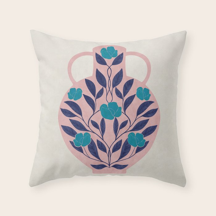 Vase with blue roses collection Throw Pillow Gallery Image 6