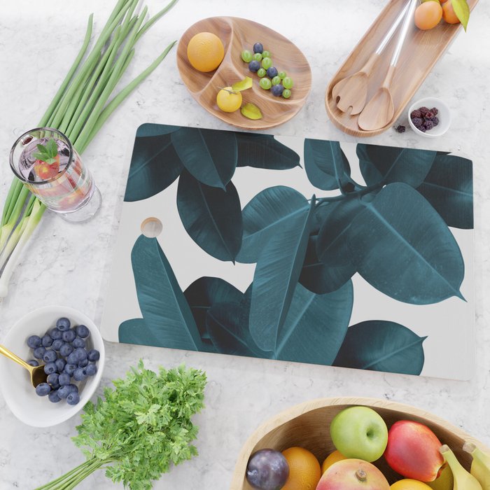 Indigo Blue Plant Leaves Cutting Board Gallery Image 2