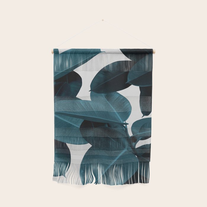 Indigo Blue Plant Leaves Wall Hanging Gallery Image 1