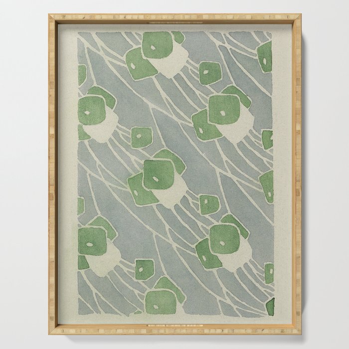 Green Geometric 1915 Hannah Borger Overbeck Serving Tray Gallery Image 1