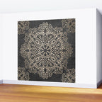 Mandala White Gold on Dark Gray Wall Mural Gallery Image 2