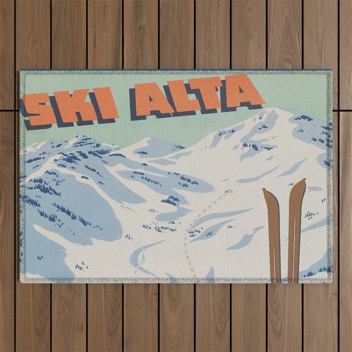Ski Alta Vintage Travel Poster Outdoor Rug Gallery Image 1