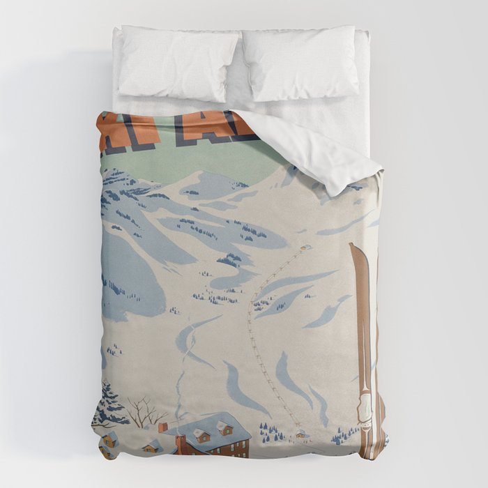 Ski Alta Vintage Travel Poster Duvet Cover Gallery Image 6