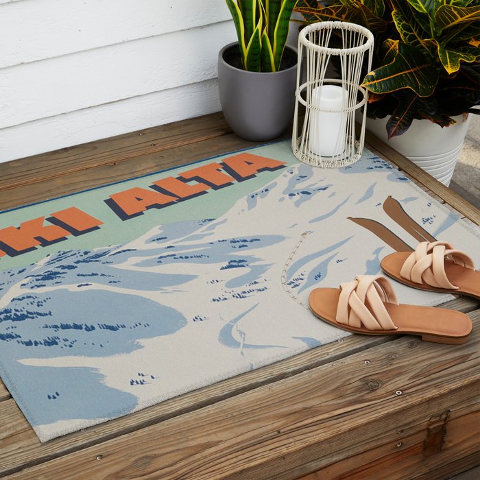 Ski Alta Vintage Travel Poster Outdoor Rug Gallery Image 2