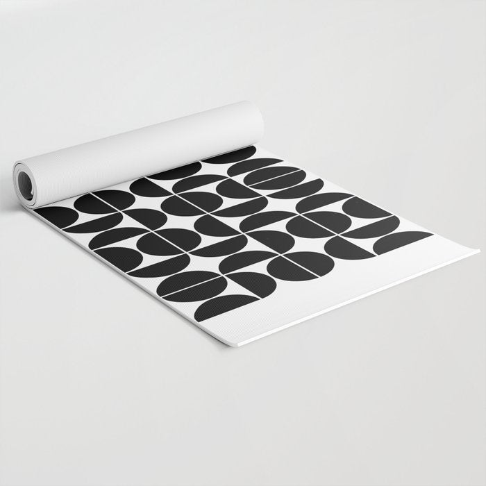 Mid Century Modern Geometric 04 Black Yoga Mat Gallery Image 2