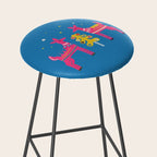 Festive Deers In Hot Pink Stool Gallery Image 2