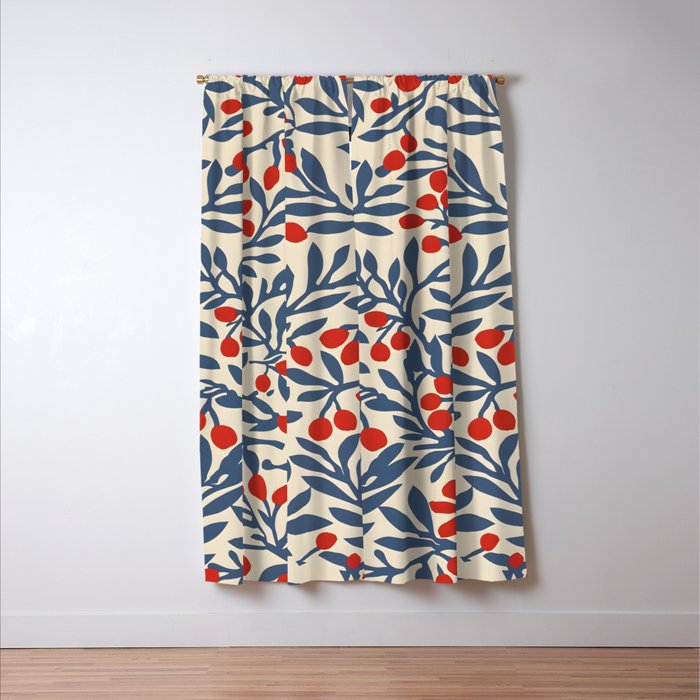 Winter Berries and Blue Window Curtain Gallery Image 3