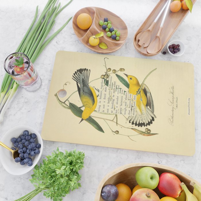 Bird Divinations: Prothonotary swamp warbler (about: almanacofbirds.org) Cutting Board Gallery Image 2