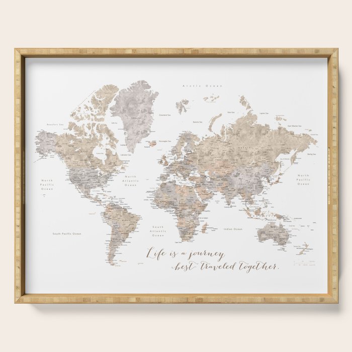 Life is a jouney best travelled together, world map, "Abey" Serving Tray Gallery Image 1