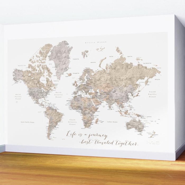 Life is a jouney best travelled together, world map, "Abey" Wall Mural Gallery Image 2