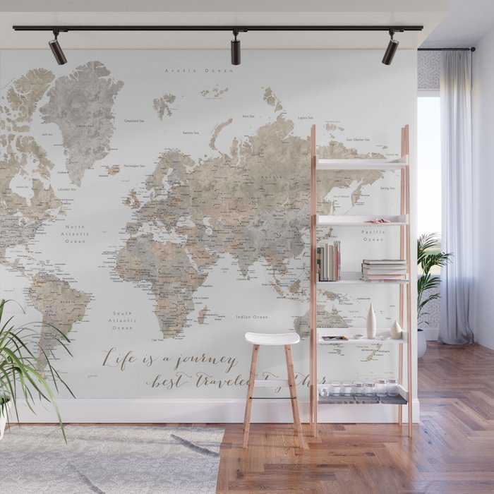 Life is a jouney best travelled together, world map, "Abey" Wall Mural Gallery Image 1