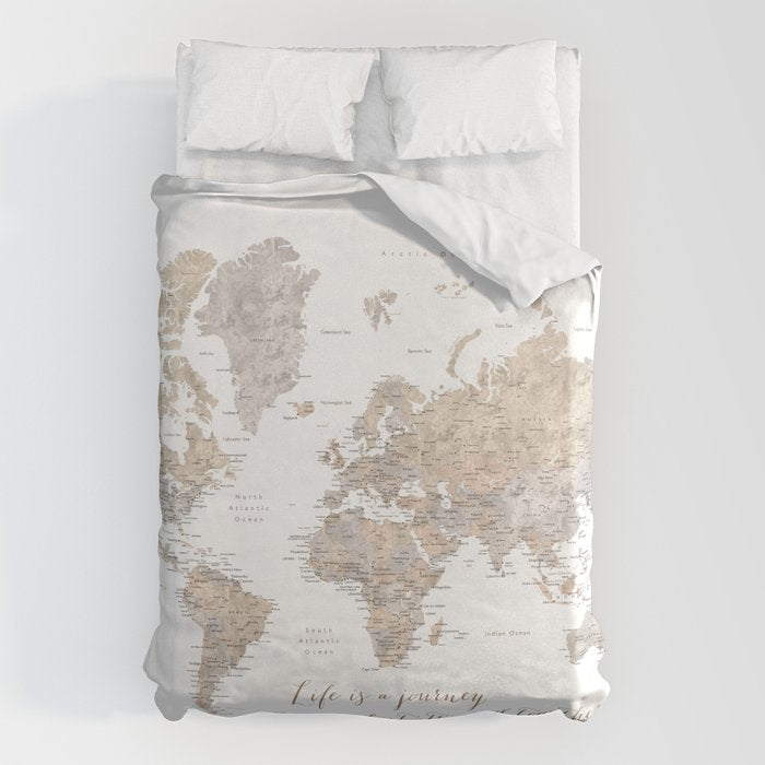 Life is a jouney best travelled together, world map, "Abey" Duvet Cover Gallery Image 6