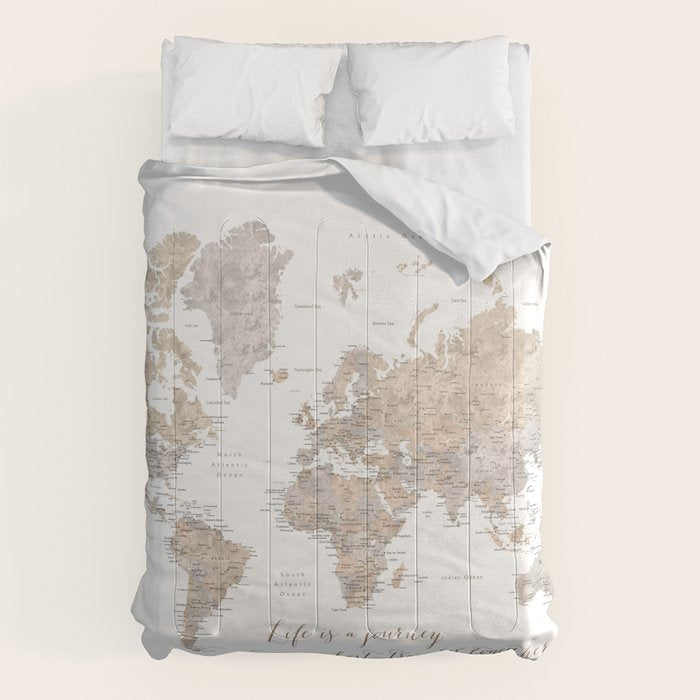 Life is a jouney best travelled together, world map, "Abey" Comforter Gallery Image 6