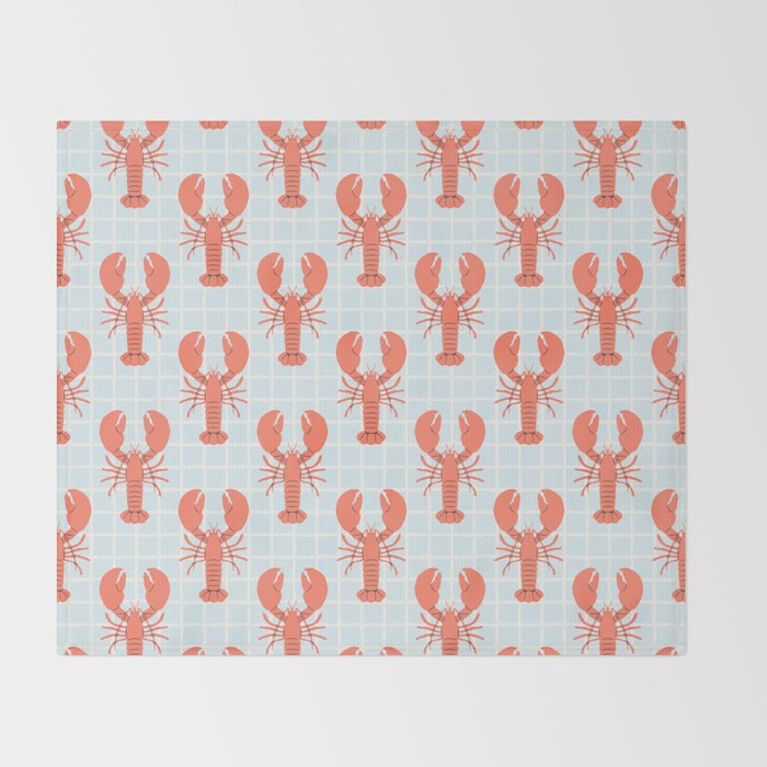 Vintage lobster sea food cartoon pattern Throw Blanket Gallery Image 2