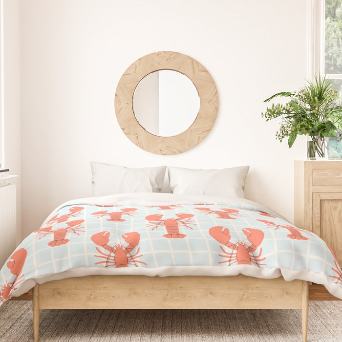 Vintage lobster sea food cartoon pattern Duvet Cover Gallery Image 3