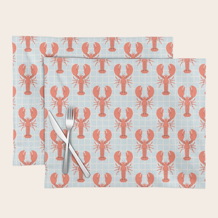 Vintage lobster sea food cartoon pattern Placemat Gallery Image 1