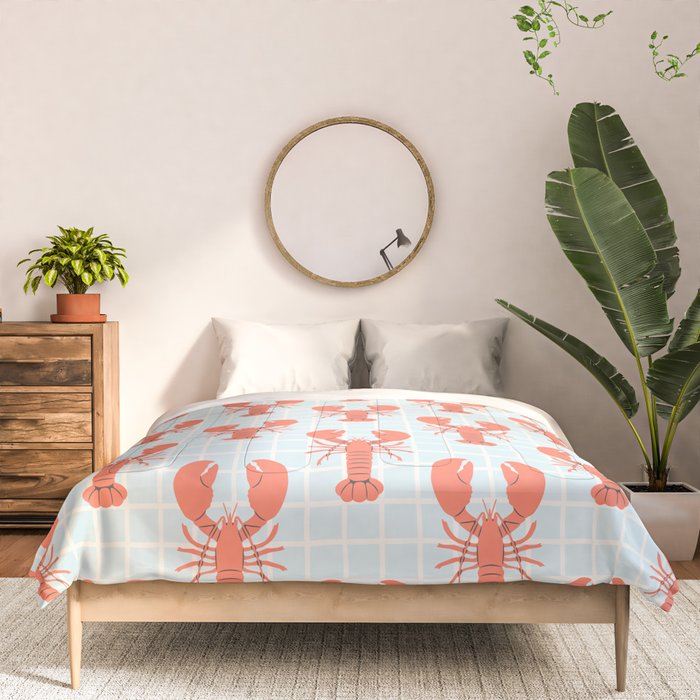 Vintage lobster sea food cartoon pattern Comforter Gallery Image 3