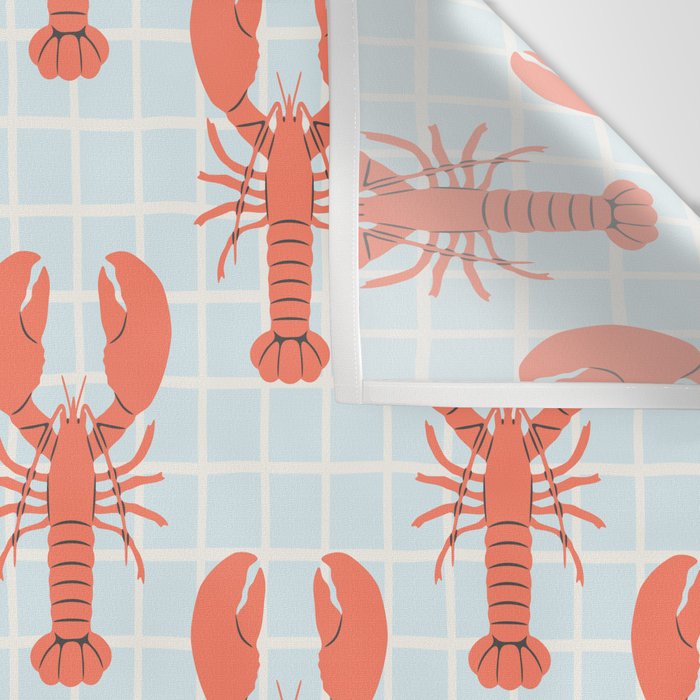 Vintage lobster sea food cartoon pattern Wall Tapestry Gallery Image 3