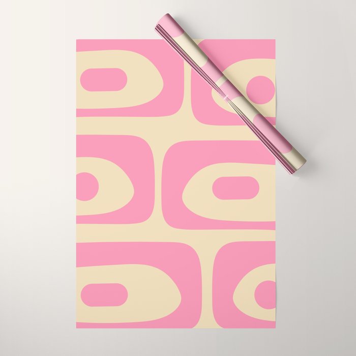 Mid Century Modern Retro Abstract Minimalist Piquet Pink Pattern Wrapping Paper Gallery Image 1