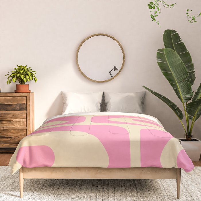 Mid Century Modern Retro Abstract Minimalist Piquet Pink Pattern Comforter Gallery Image 3