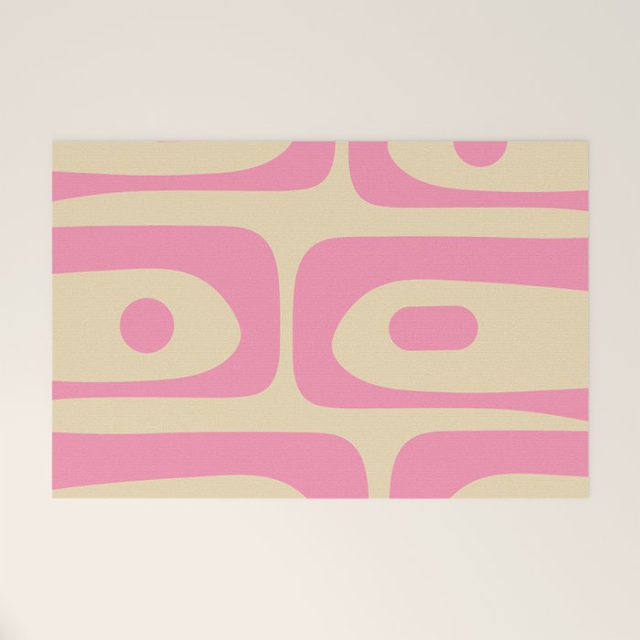 Mid Century Modern Retro Abstract Minimalist Piquet Pink Pattern Welcome Mat Gallery Image 1