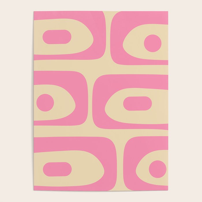 Mid Century Modern Retro Abstract Minimalist Piquet Pink Pattern Poster Gallery Image 1