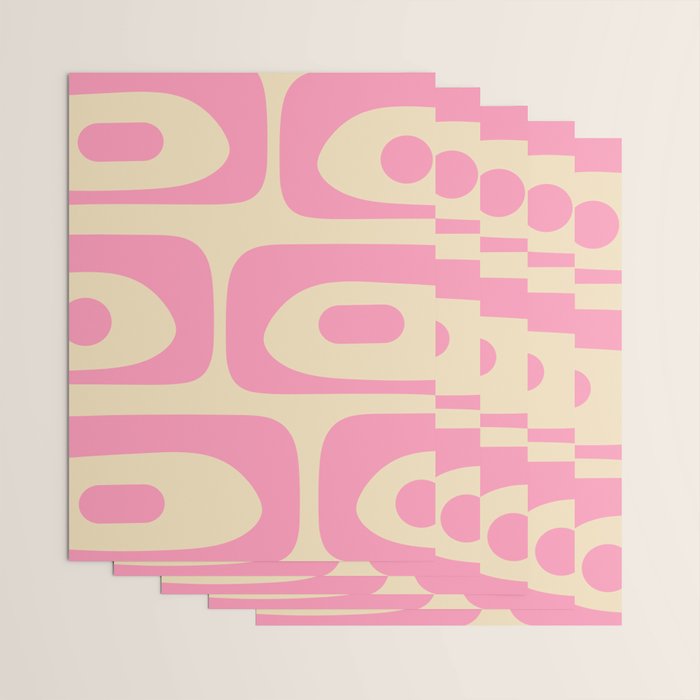 Mid Century Modern Retro Abstract Minimalist Piquet Pink Pattern Wrapping Paper Gallery Image 3