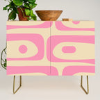 Mid Century Modern Retro Abstract Minimalist Piquet Pink Pattern Credenza Gallery Image 1