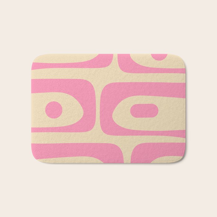 Mid Century Modern Retro Abstract Minimalist Piquet Pink Pattern Bath Mat Gallery Image 1