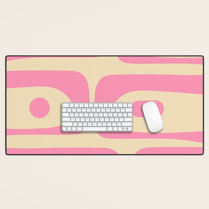 Mid Century Modern Retro Abstract Minimalist Piquet Pink Pattern Desk Mat Gallery Image 1