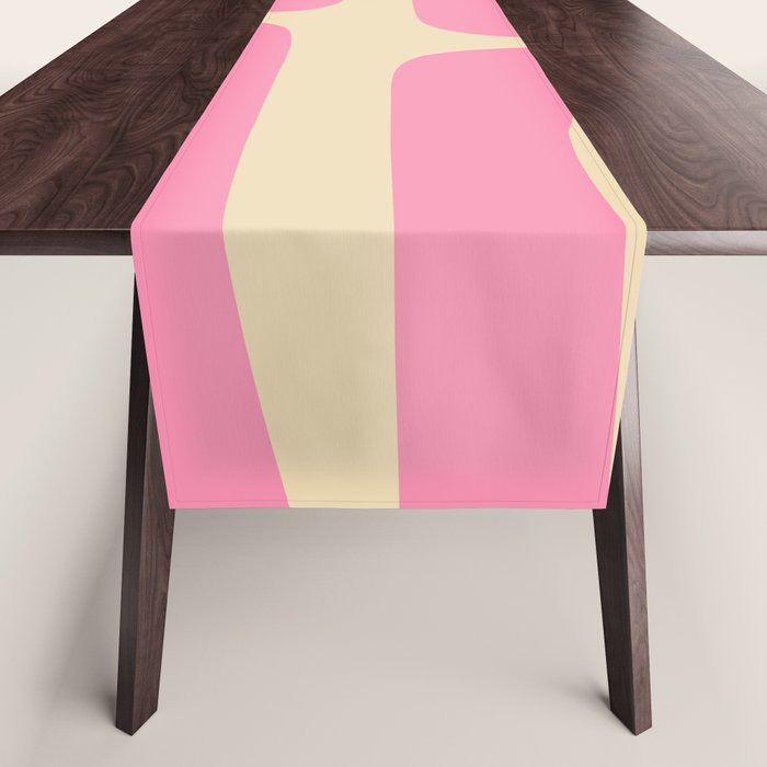 Mid Century Modern Retro Abstract Minimalist Piquet Pink Pattern Table Runner Gallery Image 1