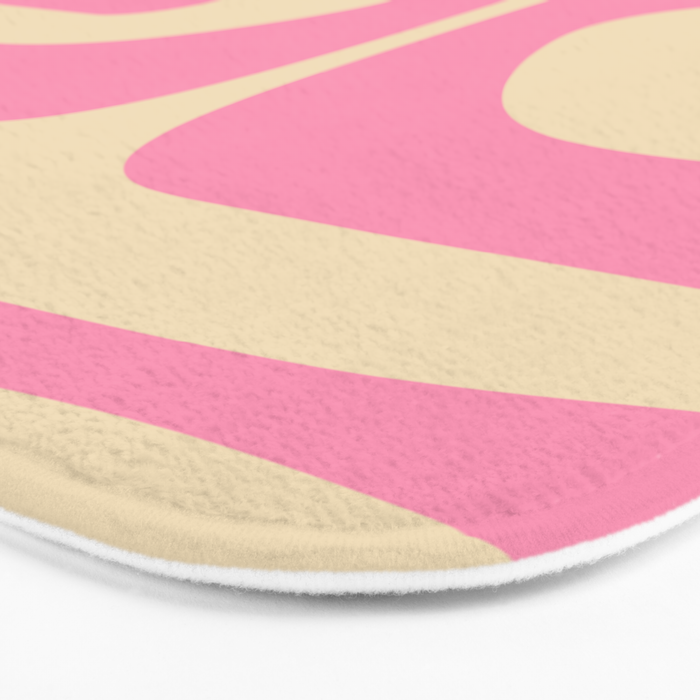 Mid Century Modern Retro Abstract Minimalist Piquet Pink Pattern Bath Mat Gallery Image 3
