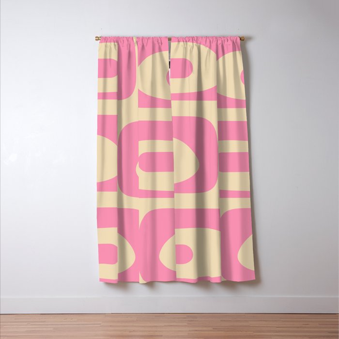 Mid Century Modern Retro Abstract Minimalist Piquet Pink Pattern Window Curtain Gallery Image 3