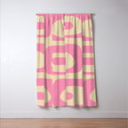 Mid Century Modern Retro Abstract Minimalist Piquet Pink Pattern Window Curtain Gallery Image 3