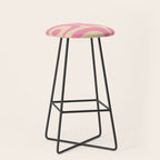 Mid Century Modern Retro Abstract Minimalist Piquet Pink Pattern Stool Gallery Image 1