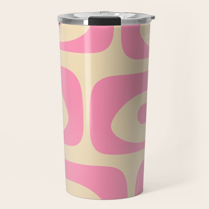 Mid Century Modern Retro Abstract Minimalist Piquet Pink Pattern Travel Mug Gallery Image 1