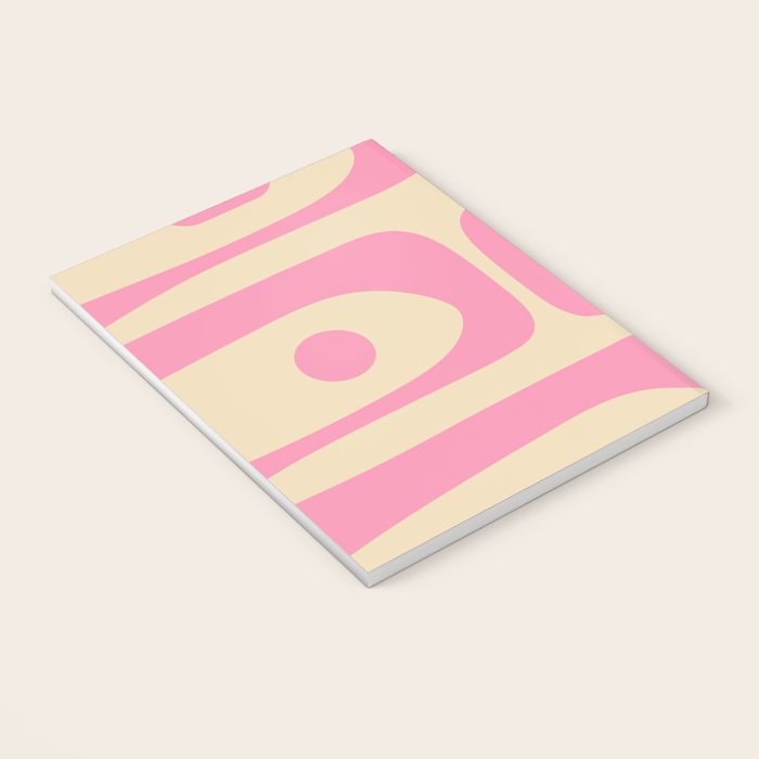 Mid Century Modern Retro Abstract Minimalist Piquet Pink Pattern Notebook Gallery Image 3