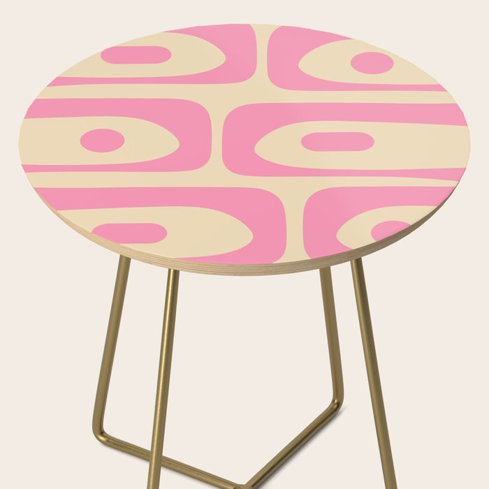 Mid Century Modern Retro Abstract Minimalist Piquet Pink Pattern Side Table Gallery Image 2