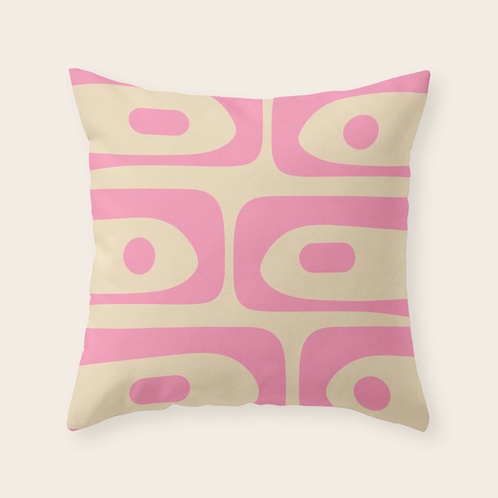 Mid Century Modern Retro Abstract Minimalist Piquet Pink Pattern Throw Pillow Gallery Image 1