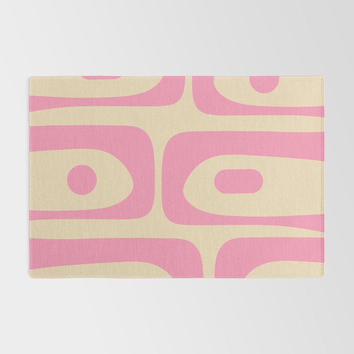 Mid Century Modern Retro Abstract Minimalist Piquet Pink Pattern Rug Gallery Image 2