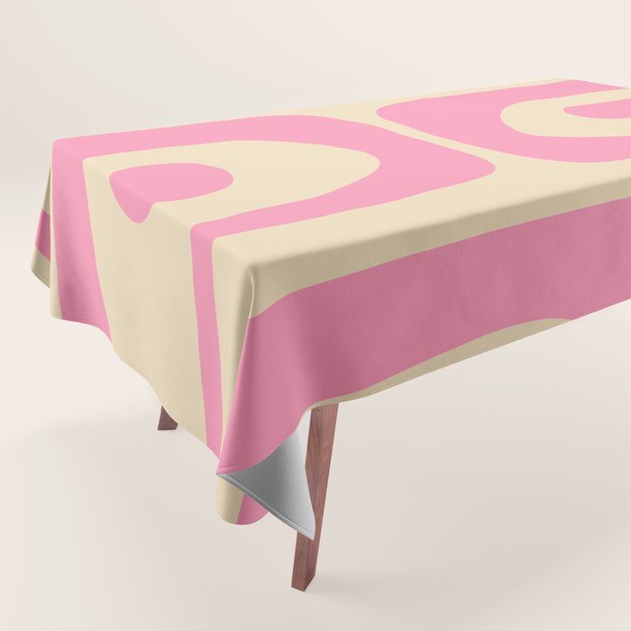Mid Century Modern Retro Abstract Minimalist Piquet Pink Pattern Tablecloth Gallery Image 1